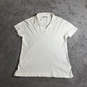 Orlebar Brown Slub Terry Polo Shirt XL White Johnny Collar Beach Portugal